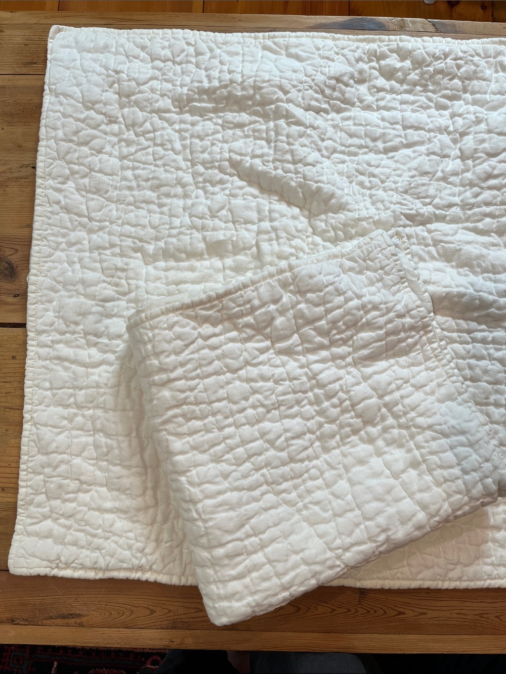 Set/2 POTTERY BARN *Euro* Quilted Belgian Linen Shams Pillow Covers